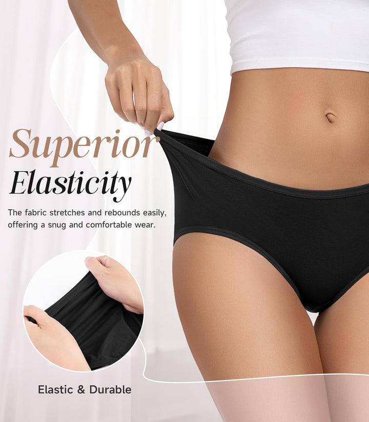 TANSTC Damen Unterhosen Baumwolle 6er-Pack Hipster Slips, Niedrige Taille & Stretch, Atmungsaktiv S