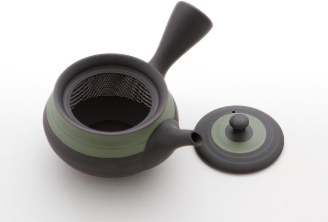 Japanisches Tee-Service 6-teilig, Tee-Kanne Kyusu 5 Schalen Tokoname Integriertes Tee-Sieb Edelstahl