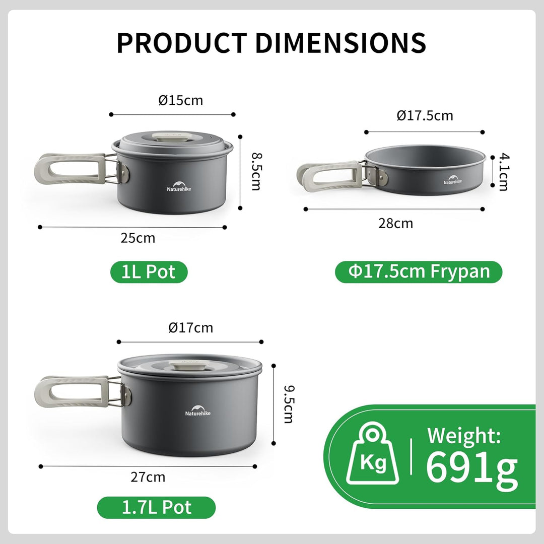 Naturehike Camping Topfset Geschirr Kochgeschirr Set Kochtopf für 2-7 Personen Zum Camping Outdoor W
