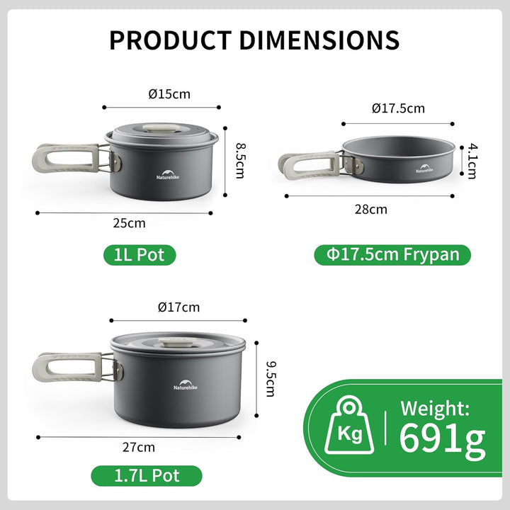 Naturehike Camping Topfset Geschirr Kochgeschirr Set Kochtopf für 2-7 Personen Zum Camping Outdoor W