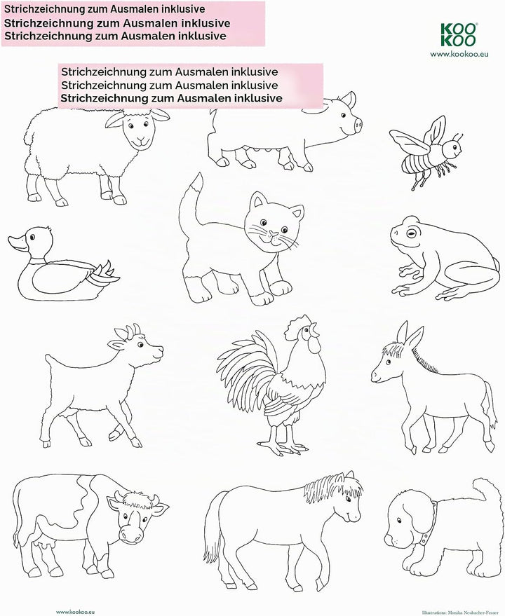 KOOKOO KidsWorld Himmel-blau, Bauernhofuhr mit 12 echten Tierstimmen vom Land