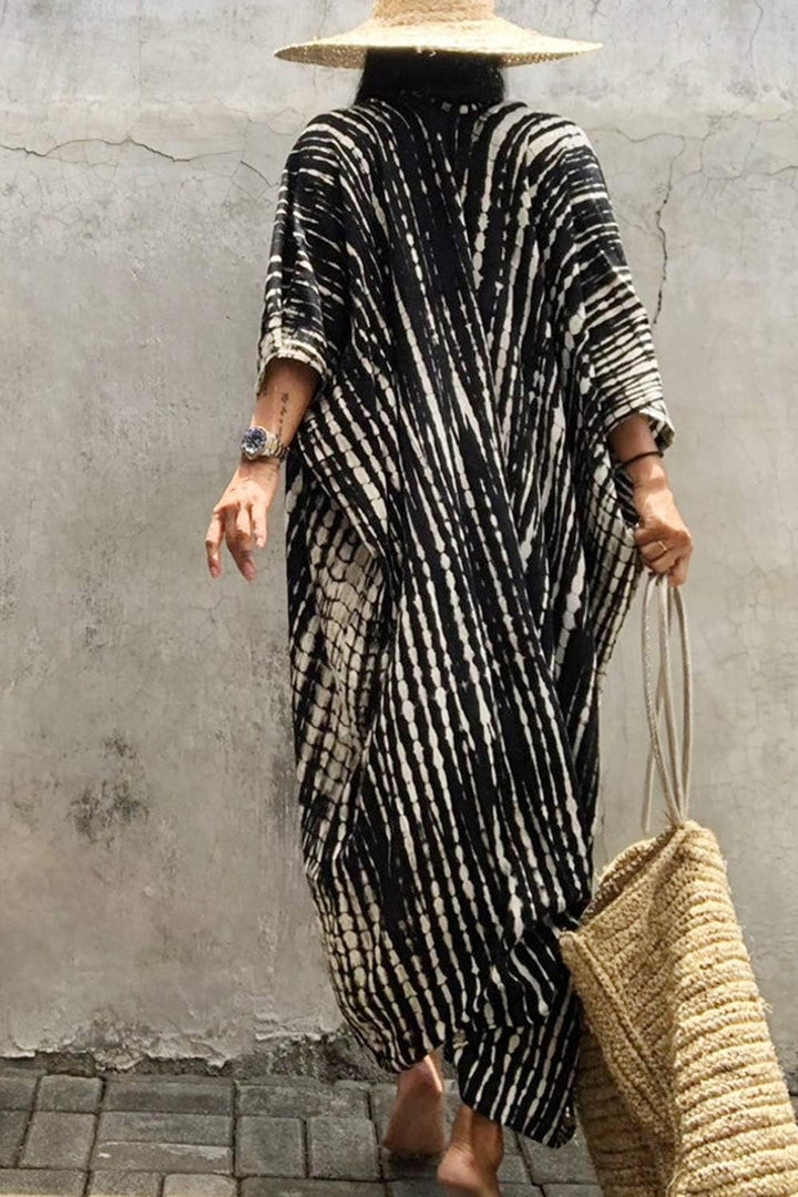 YouKD Böhmische Kimono-Langarm-Strickjacke Strand Badeanzug vertuschen Maxikleid für Frauen
