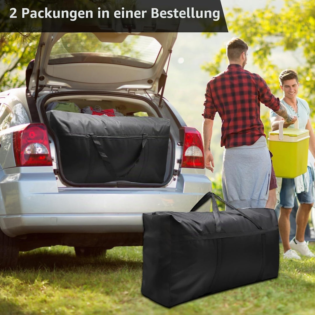 2er Pack 120L Extra Grosse Aufbewahrungstaschen, 600D Oxford Schwere Tragetaschen mit Reissverschlüs