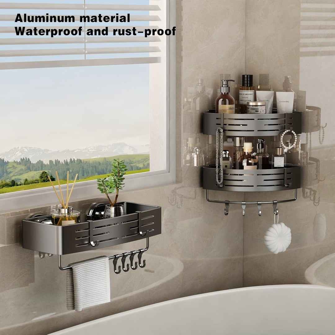 Voldra Duschablage Saugnapf, Klebstoff Duschregal Wandmontiert Bad Duschkorb Zum Kleben Badregal Ohn