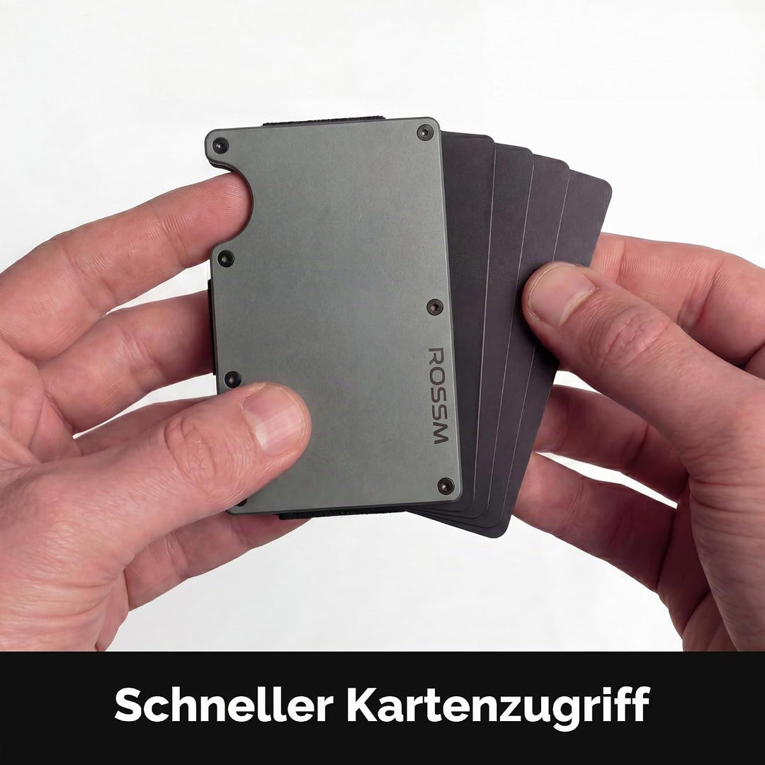 ROSSM Geldbörse Herren mit RFID-Schutz - Kartenetui Herren aus Kohlefaser und Metall mit Geldklammer