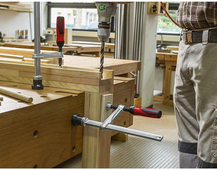 Bessey Spannelement mit fixer Ausladung TW16 200/100 (2K-Kunststoffgriff) & Werkbank-Adapter TW16AW1