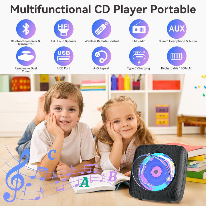 Radio mit CD Player Kinder: Kegaudio Tragbarer CD Players Tragbar mit Bluetooth Lautsprecher Frontan