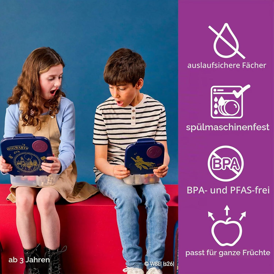 b.box Harry Potter Mini Brotdose | Bento-Box mit 3 Fächern (2 auslaufsicher) | Ideal für Kleinkinder