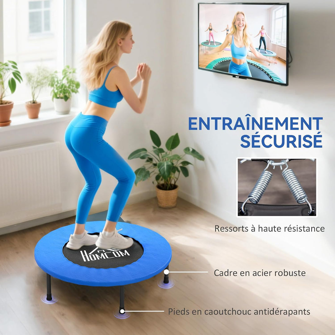 HOMCOM 32" Trampolin für Zuhause mit Sicherheitspolster, Blau &amp; Schwarz