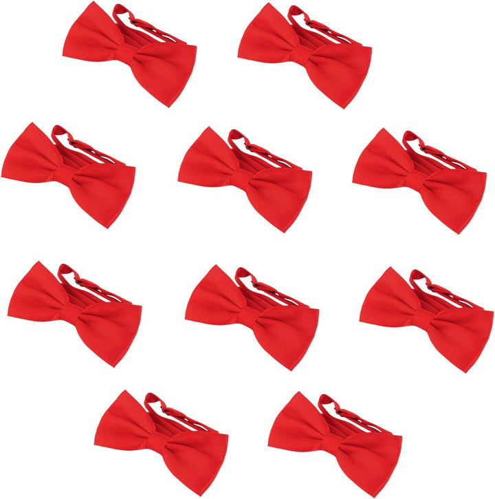 DonDon 10er Set Herren Fliege 12 x 6 cm gebunden und längenverstellbar Rot, Rot