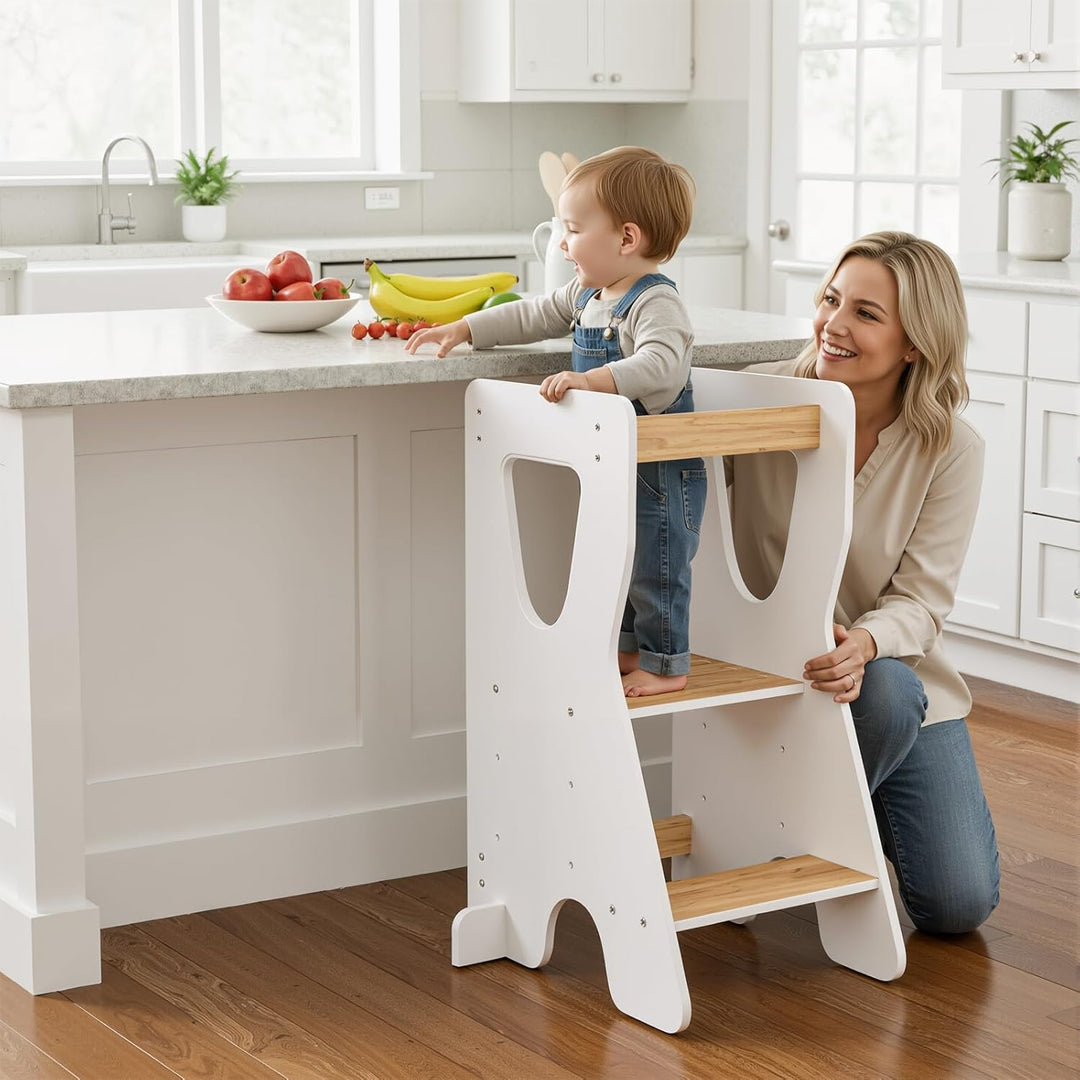 COSYLAND Lernturm ab 1 Jahr - Learning Tower - Höhenverstellbar Montessori Lernturm mit Kippschutz,