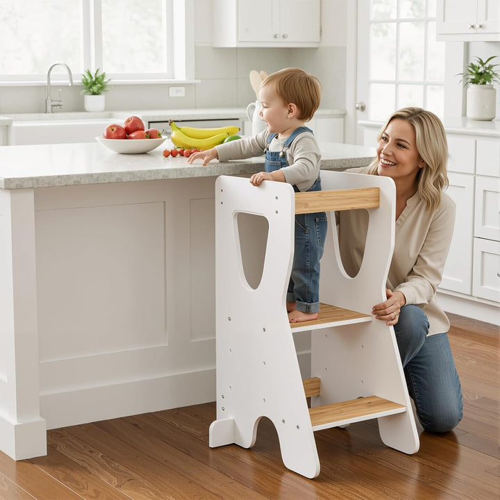 COSYLAND Lernturm ab 1 Jahr - Learning Tower - Höhenverstellbar Montessori Lernturm mit Kippschutz,