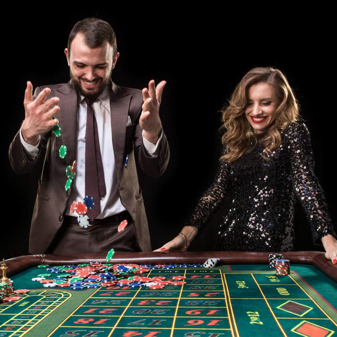 GOPLUS Pokerset mit 500 Chips, Pokerkoffer aus Alu, Poker Set mit 2 Kartendecks, 5 Würfel, Spielmatt
