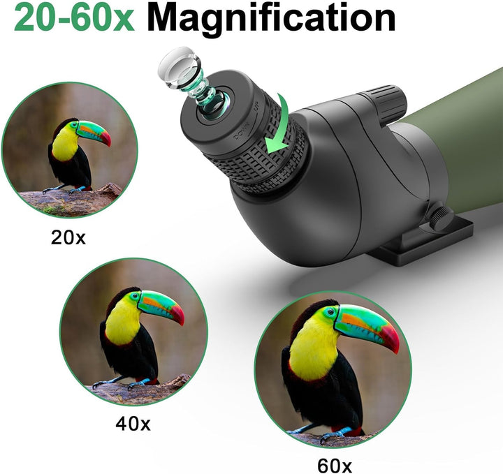 Gosky Spektiv mit Stativ, Tragetasche und Smartphone-Adapter – BAK4 abgewinkeltes Teleskop – wasserd