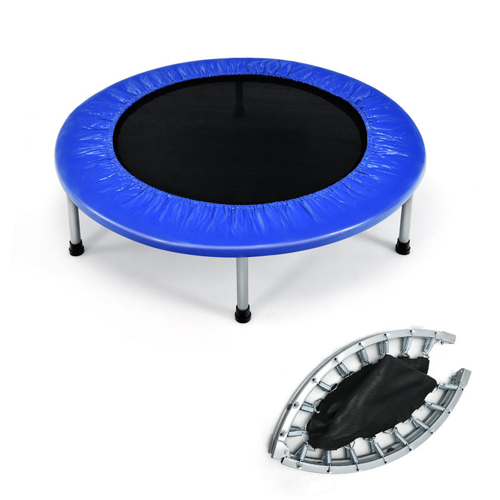 KOMFOTTEU Mini Trampolin Ø 96 cm, zusammenklappbares Fitnessbett, Kindertrampolin mit rutschfesten F