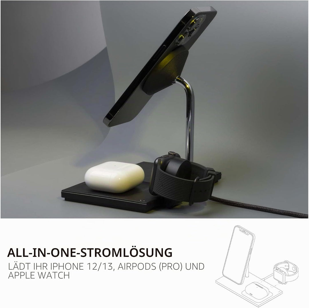 Native Union Snap 3-in-1 Magnetic Wireless Charger - Ladestation für iPhone 14/13 / 12 &amp; Watch Ultra