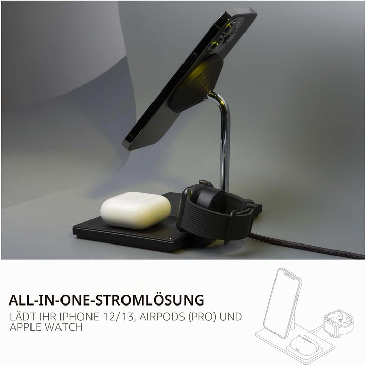 Native Union Snap 3-in-1 Magnetic Wireless Charger - Ladestation für iPhone 14/13 / 12 &amp; Watch Ultra