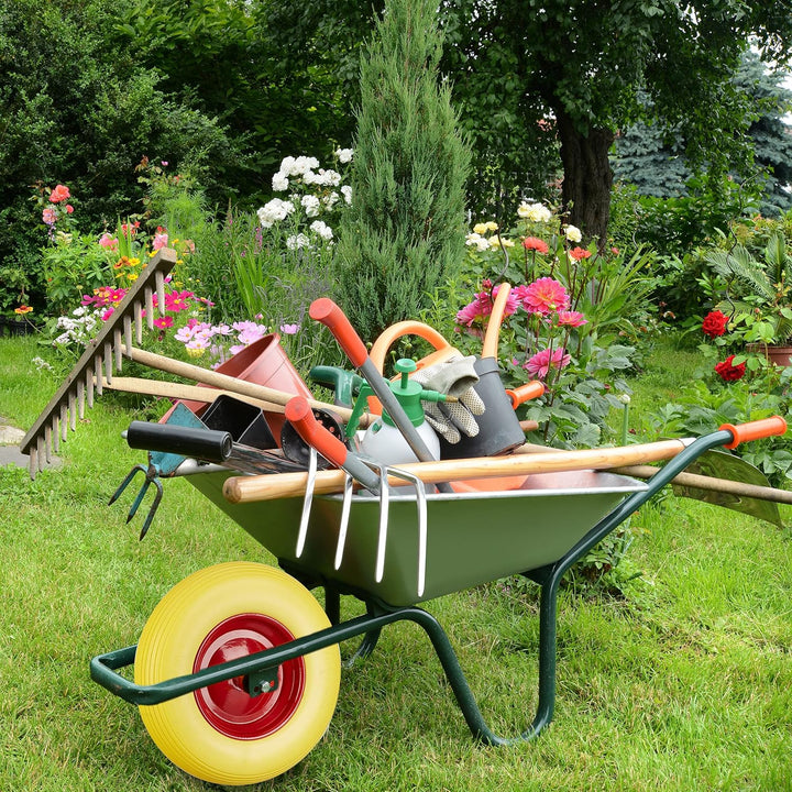 Relaxdays 4 x Schubkarrenrad Vollgummi mit Achse, 4.80 4.00-8 Gummirad, pannensicher, 100kg Tragkraf
