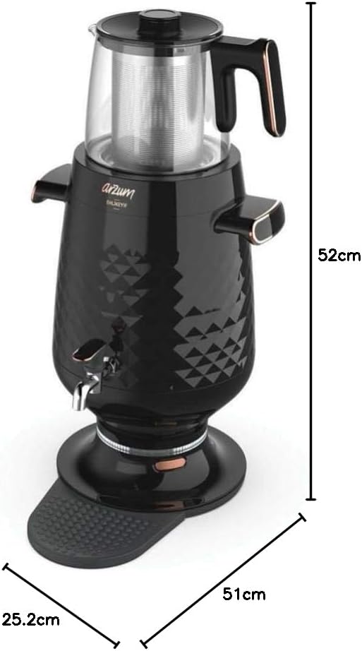 Arzum Ehlikeyf Tea Samovar, TEE MASCHINE, türkische Teekanne 2200 W, Wasserkocher mit 3,5 Liter Fass