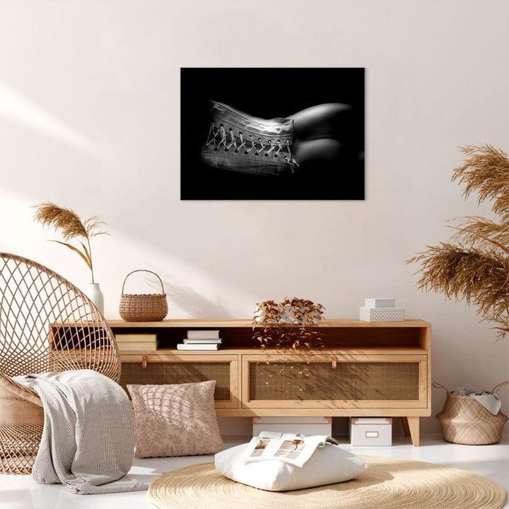 Bilder auf Leinwand Weiblicher Körper Leder Korsett Frau Leinwandbild 70x50cm Wandbilder Dekoration