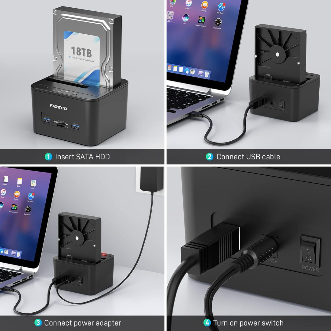 Festplatten Dockingstation, FIDECO USB Festplatten Docking Station Offline Klonfunktion für 2,5 Zoll