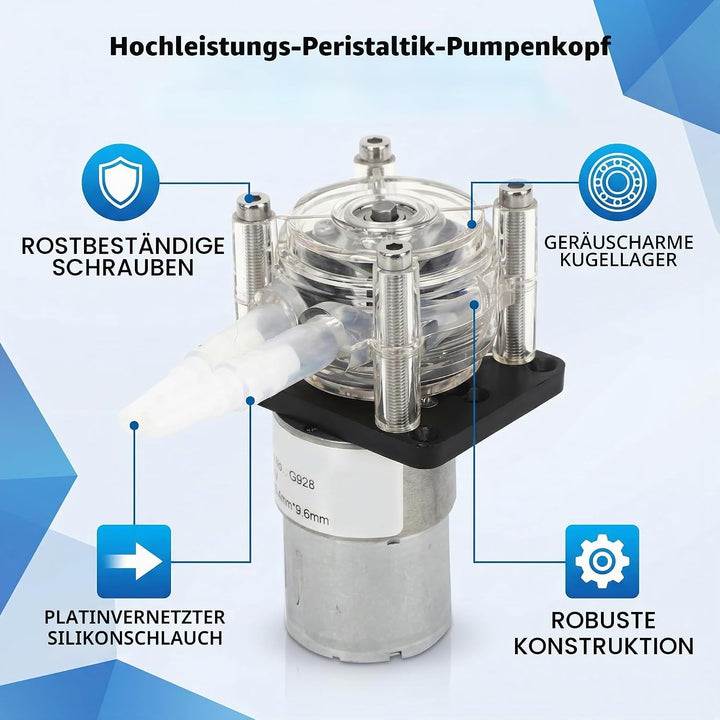 Fafeicy 24V Peristaltikpumpe G928 mit Kartenschlitzdesign, 500 ml/min Peristaltikpumpe mit grossem D