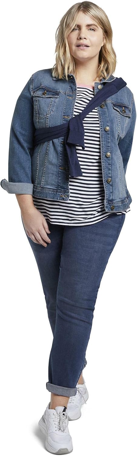 TOM TAILOR Damen Plussize Jeansjacke im Washed-Look 52 10110 - Blue Denim, 52 10110 - Blue Denim