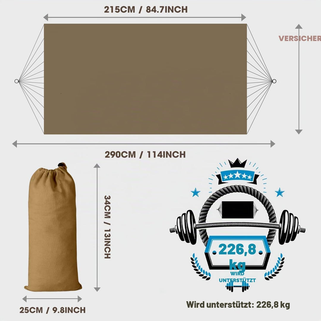 MOSFiATA Hinterhof-Hängematte mit Quasten, max. 227 kg, strapazierfähiger Canvas-Stoff, Bohemian-Sti