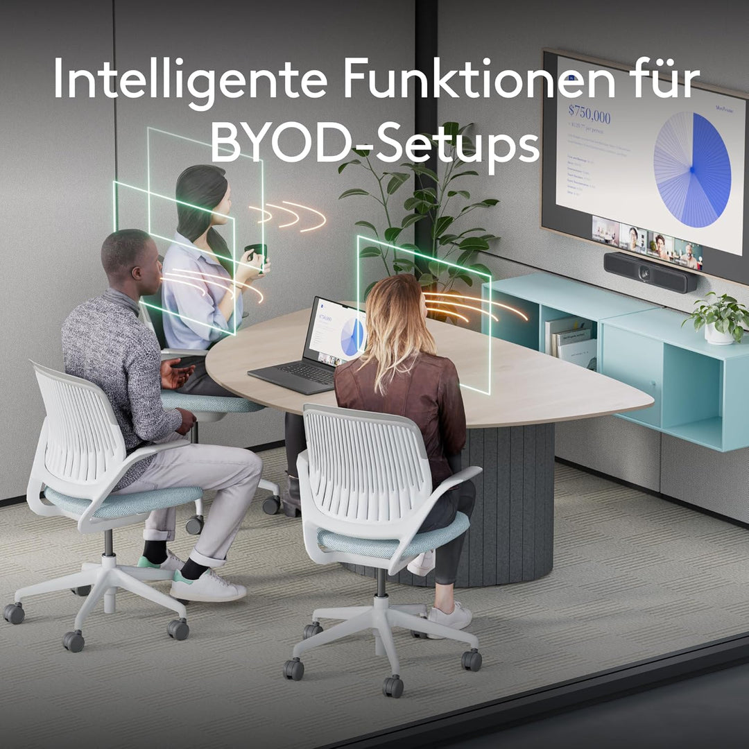 Logitech MeetUp 2 All-in-One USB Conference Room Camera, Compact Video Bar with Built-in AI Features