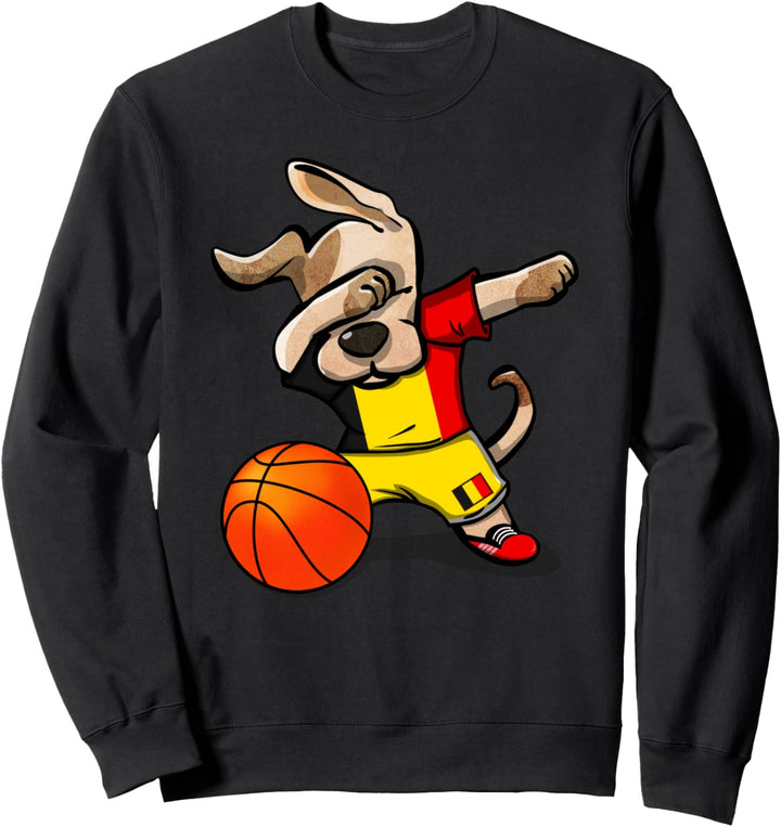 Dabbing Dog Hund Belgien Basketball - Belgische Flagge Sweatshirt