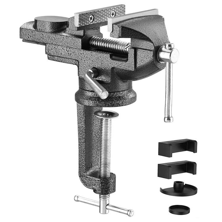 TEENO Schraubstock Drehbar,Breite der Backe 70mm, Schraubstock klemmbar mit 360° Drehbarem Sockel, M