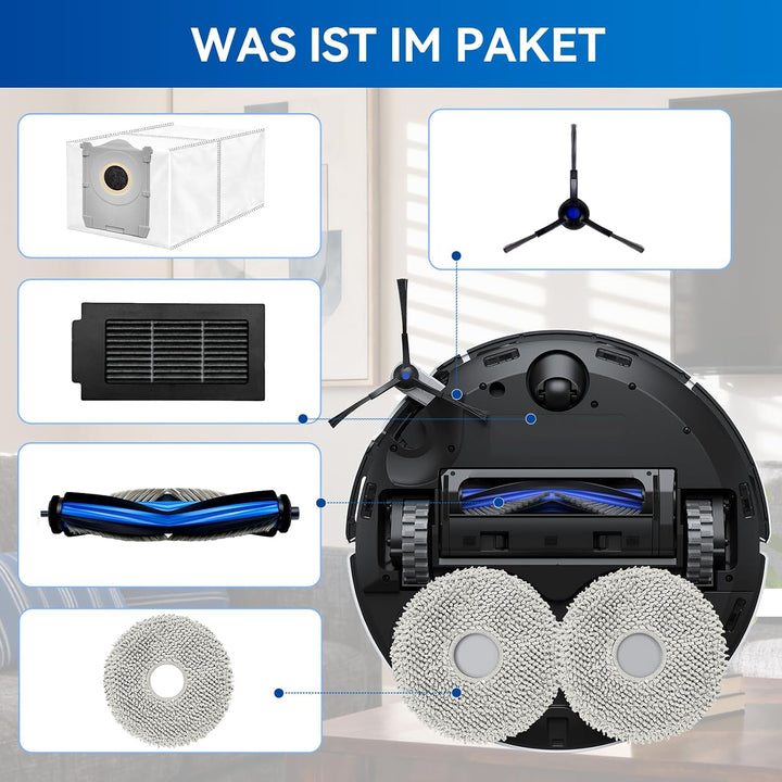 18 Stück Zubehör für ECOVACS DEEBOT T50 Pro Omni Gen2/T50 Pro Omni | T50 Omni/T50 Omni Gen2 Saugrobo