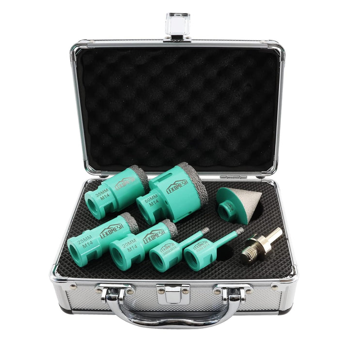 Diamant Bohrkrone Kit - 8pcs (6/6/20/25/35/50mm+50mm Diamant Fasenfräser+Adapter) LEKOMESH Diamant L