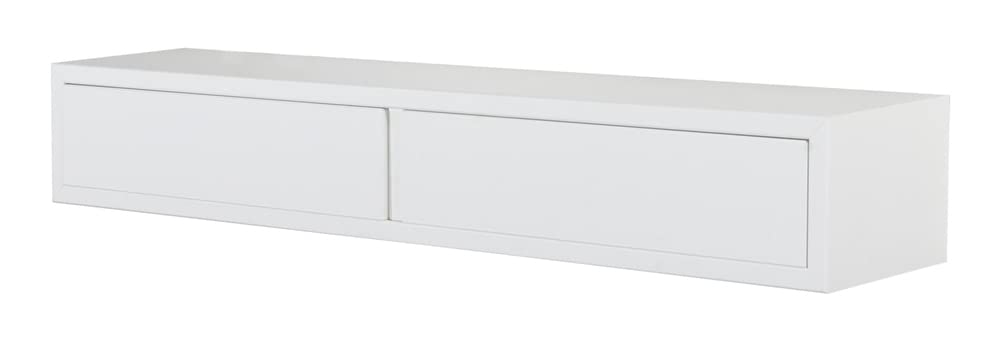 MODULARREDO | Domino, Wandregal mit Schublade, Nachttisch, Wandregal, 88,2 x 13,4 x 20 cm, Weiss – M