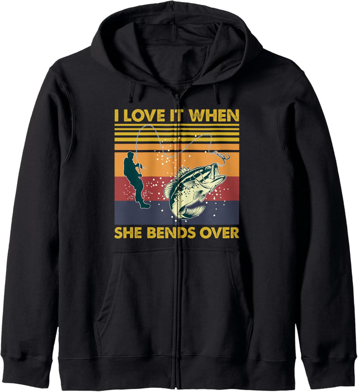 I Love It When She Bends Over Funny Fishing Quote Gift Kapuzenjacke