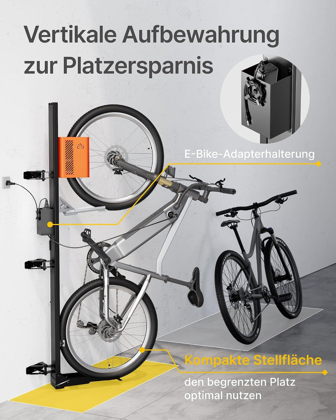 monTEK Automatischer Fahrradlift schwenkbar, Fahrradhalterung Wand bis 32 kg, ohne schweres Anheben,