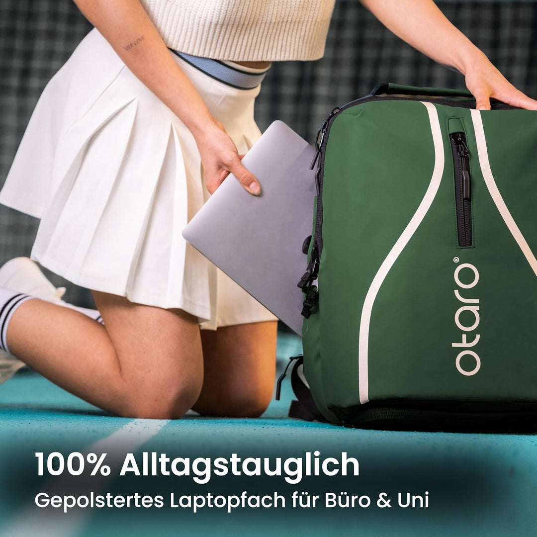 Otaro Tennisrucksack mit Schuhfach (Für 2 Tennisschläger) Inkl. Separierten Schuhfach & Schlägerschu