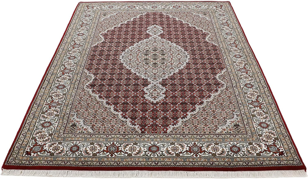 carpetfine Tabriz Mahi Teppich Rot 60x90 cm | Handgeknüpfter Teppich für Wohn- und Schlafzimmer 60x9