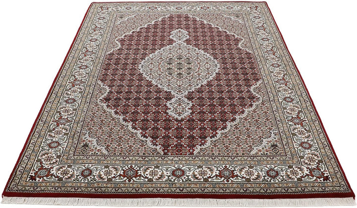 carpetfine Tabriz Mahi Teppich Rot 60x90 cm | Handgeknüpfter Teppich für Wohn- und Schlafzimmer 60x9