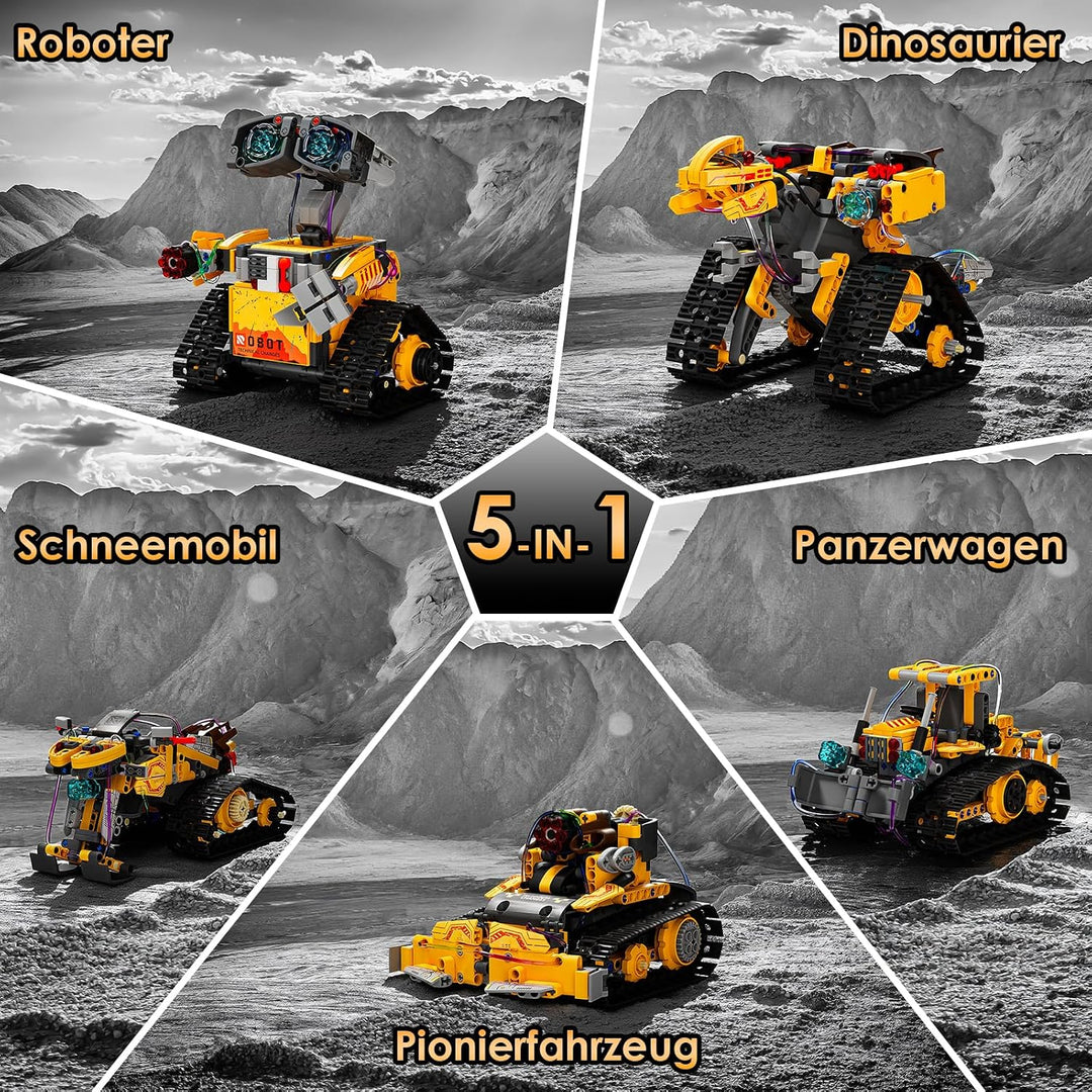 ZWOOS Technik Roboter Kinder Bauspielzeug,5-in 1 Programmierbarer Roboter Bausatz mit App &amp; Fernsteu