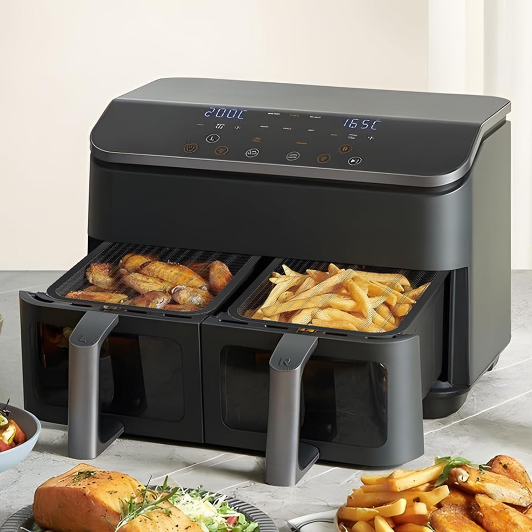 Edelstahl Spritzschutz für Cosori Airfryer 8,5L / Dual Blaze TwinFry 10L, 2 Stück Spritzschutz für H