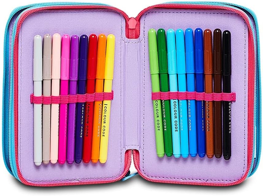 Federmäppchen mit 3 Reissverschlüssen und Stitch, blau, Taglia Unica, Schule