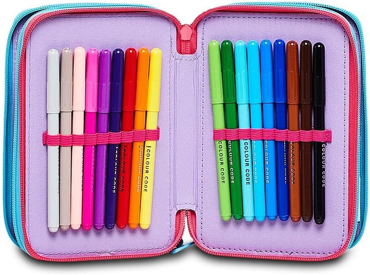 Federmäppchen mit 3 Reissverschlüssen und Stitch, blau, Taglia Unica, Schule
