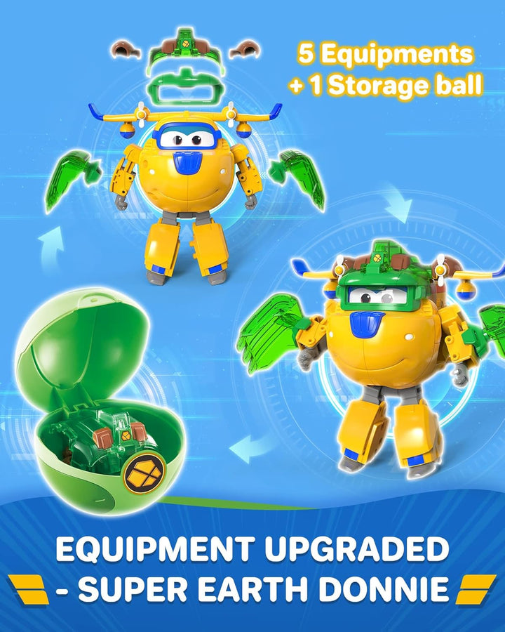 Super Wings Super Iron Donnie 5", Super Ball-Earth Power, Spielzeugflugzeug, Verwandelbares Spielzeu