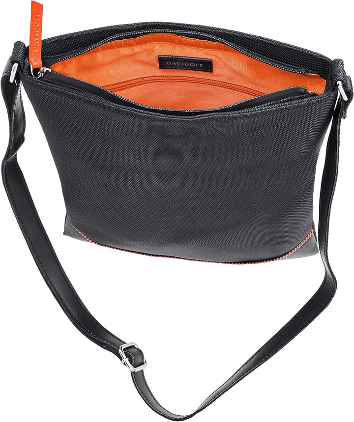 Davidoff Home Run Herren Messenger Bag Schwarz – moderne Schultertasche aus veganem Material – hochw