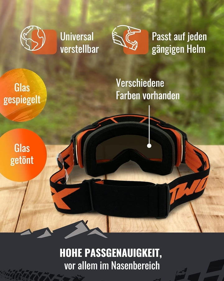 Cross-Brille - Motocross-Brille - Kratzfeste Motorrad-Brille - Enduro & Downhill - Modell Race, getö