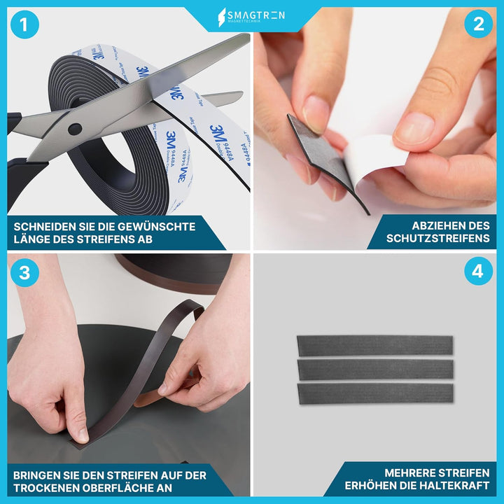 Magnetband selbstklebend Typ A + Typ B - 1,5mm x 25,4mm x 2 Meter - Qualität " Anisotrop" Höchste Ha
