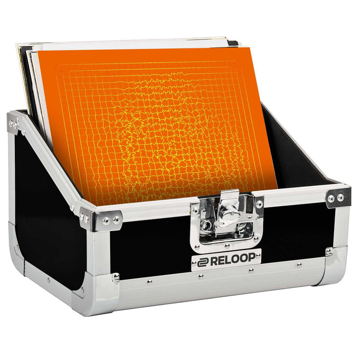 Reloop 80 Record Case Black - klassisches Platten Case, Butterfly Verschlüsse, Schaumstoffpolsterung