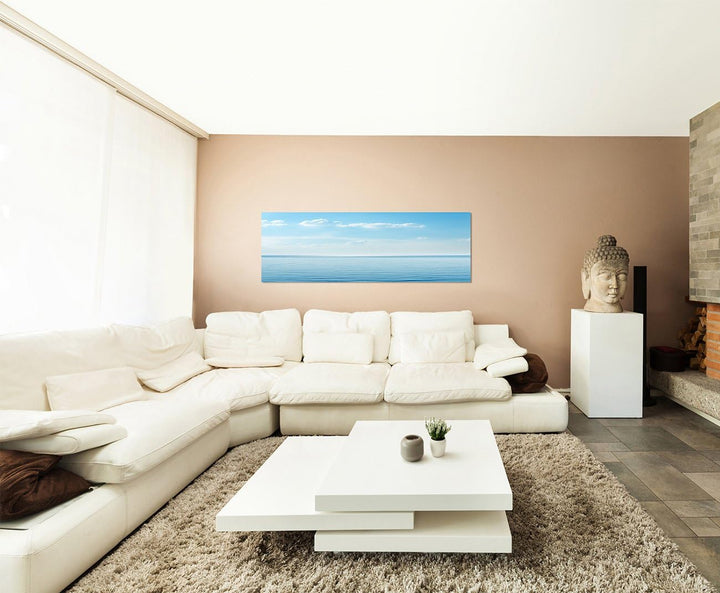 Paul Sinus Art Panoramabild auf Leinwand und Keilrahmen 150x50cm Meer Himmel Wolken Horizont