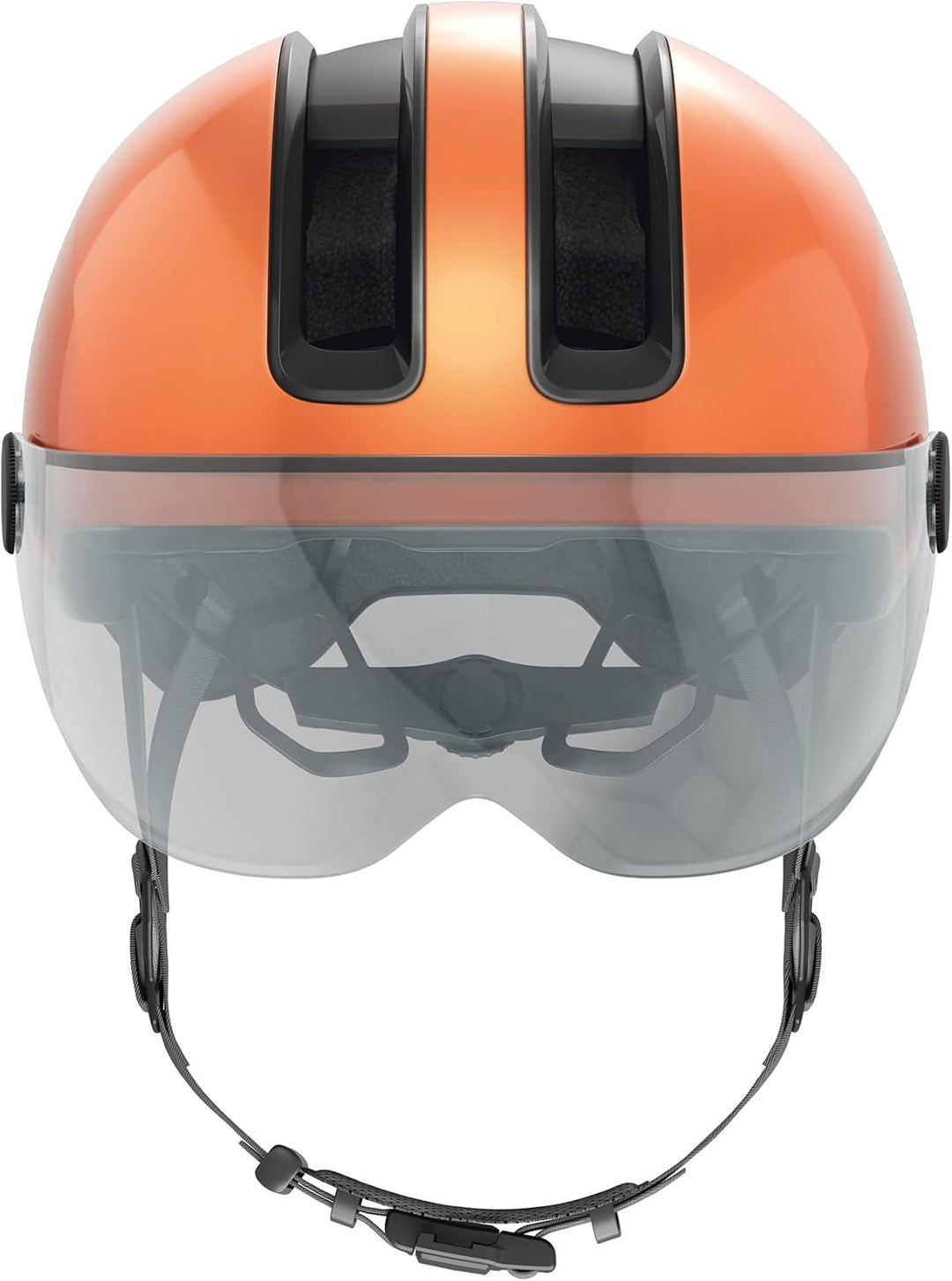 ABUS Stadthelm HUD-Y ACE - stylischer Fahrradhelm mit Visier und magnetischem, aufladbarem LED-Rückl